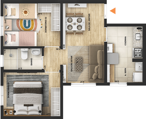 Planta 44,53m²